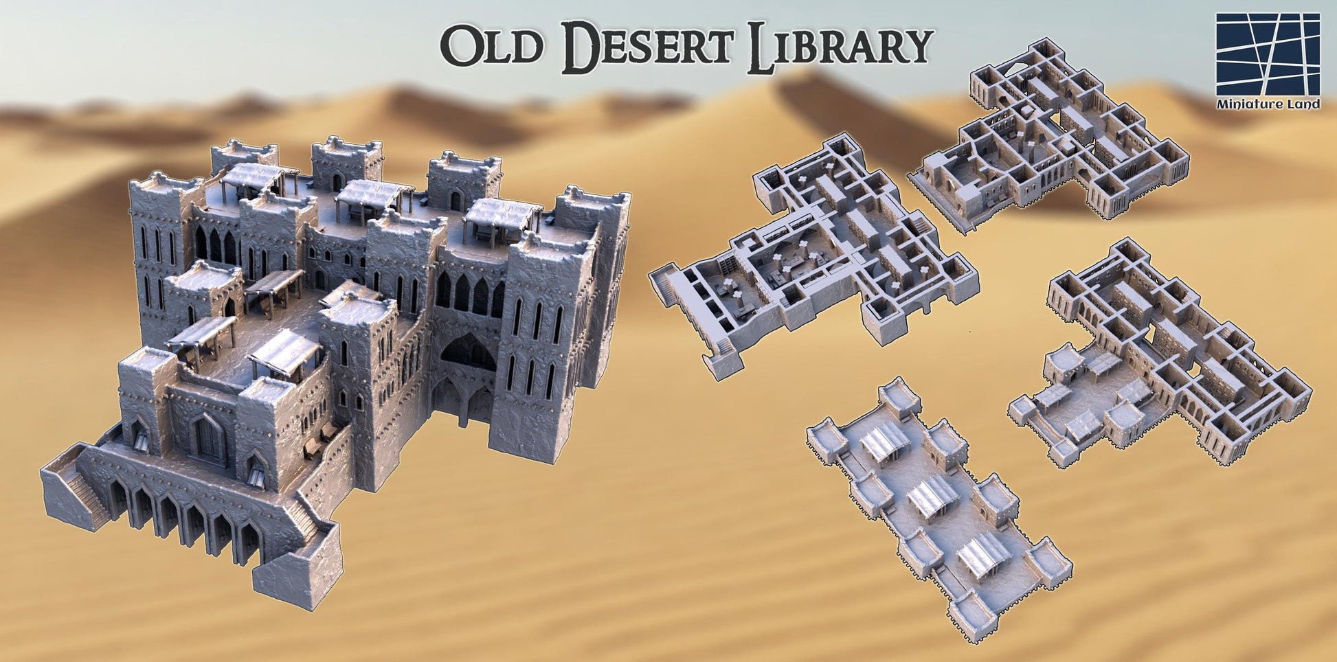 13th Century Middle Eastern Fortress Library | Multi-Level Tabletop Terrain, Model Railroading