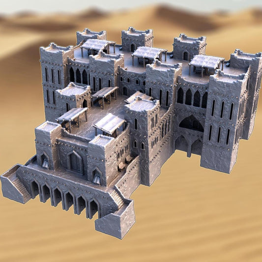 13th Century Middle Eastern Fortress Library | Multi-Level Tabletop Terrain, Model Railroading