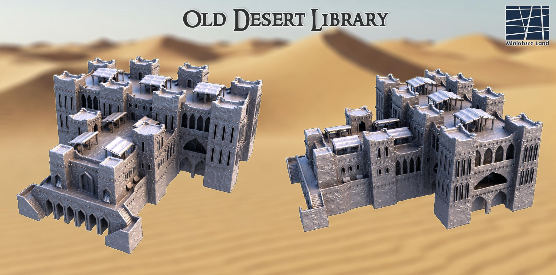 13th Century Middle Eastern Fortress Library | Multi-Level Tabletop Terrain, Model Railroading