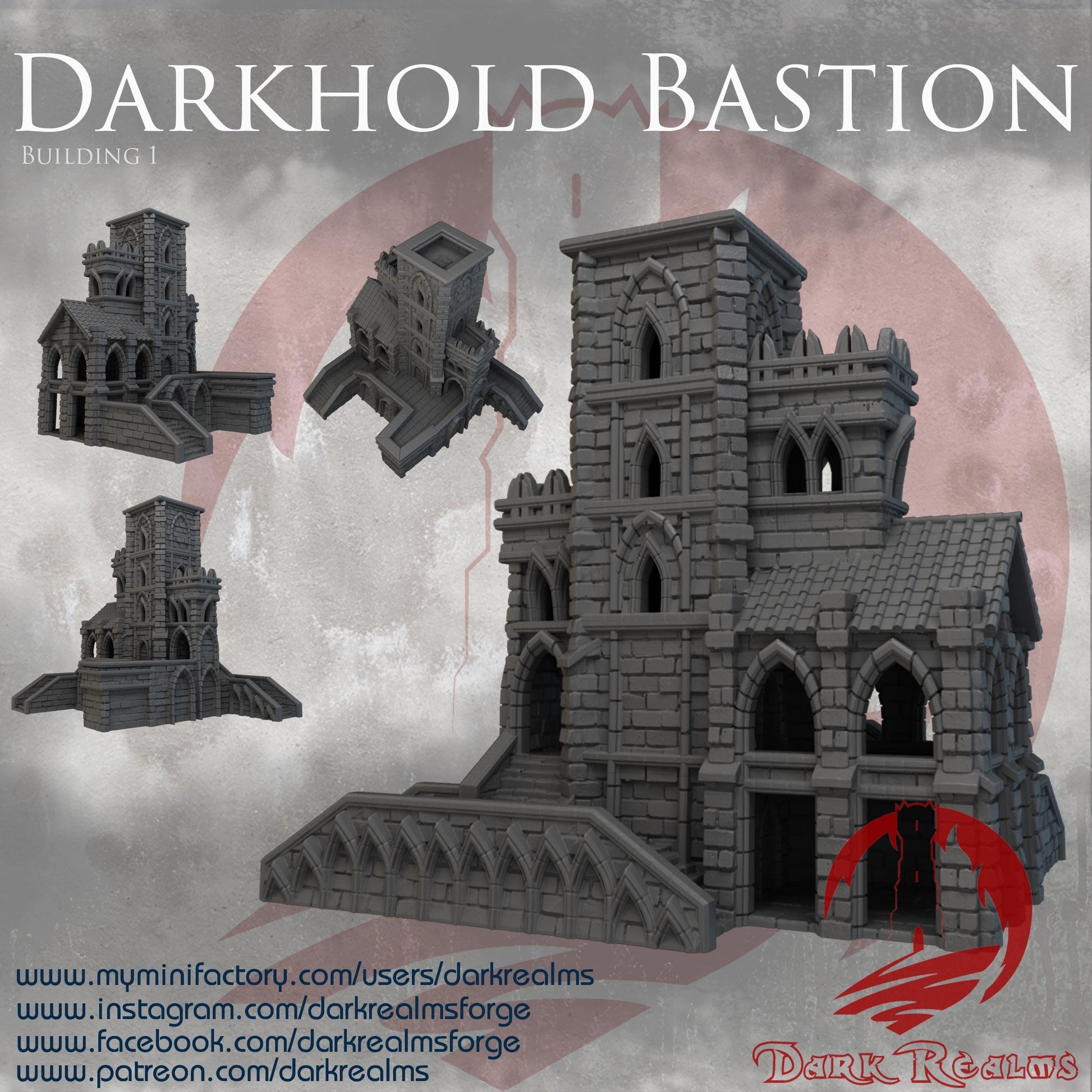 Darkhold Bastion: Gothic Fortress Tower 28MM Tabletop Terrain, Model Railroading, Gaming