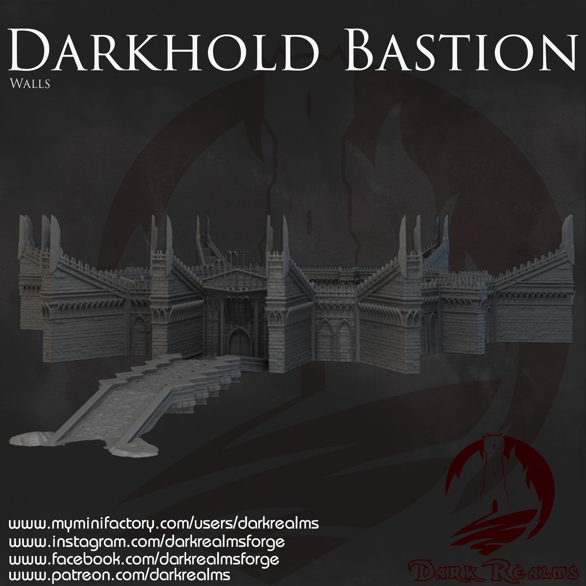 Darkhold Bastion Walls: Gothic Fortress Perimeter 28MM Tabletop Terrain, Model Railroading, Gaming