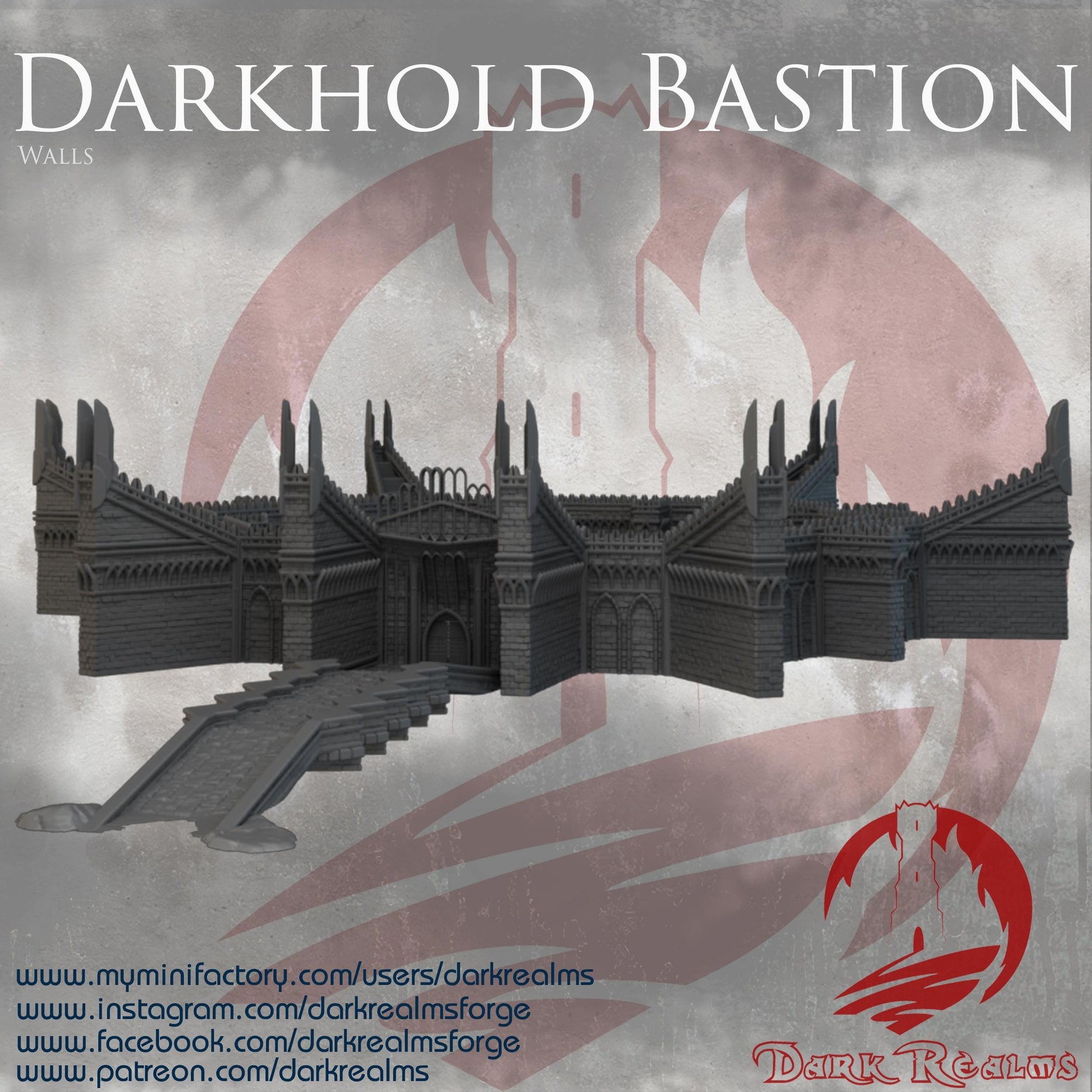 Darkhold Bastion Walls: Gothic Fortress Perimeter 28MM Tabletop Terrain, Model Railroading, Gaming