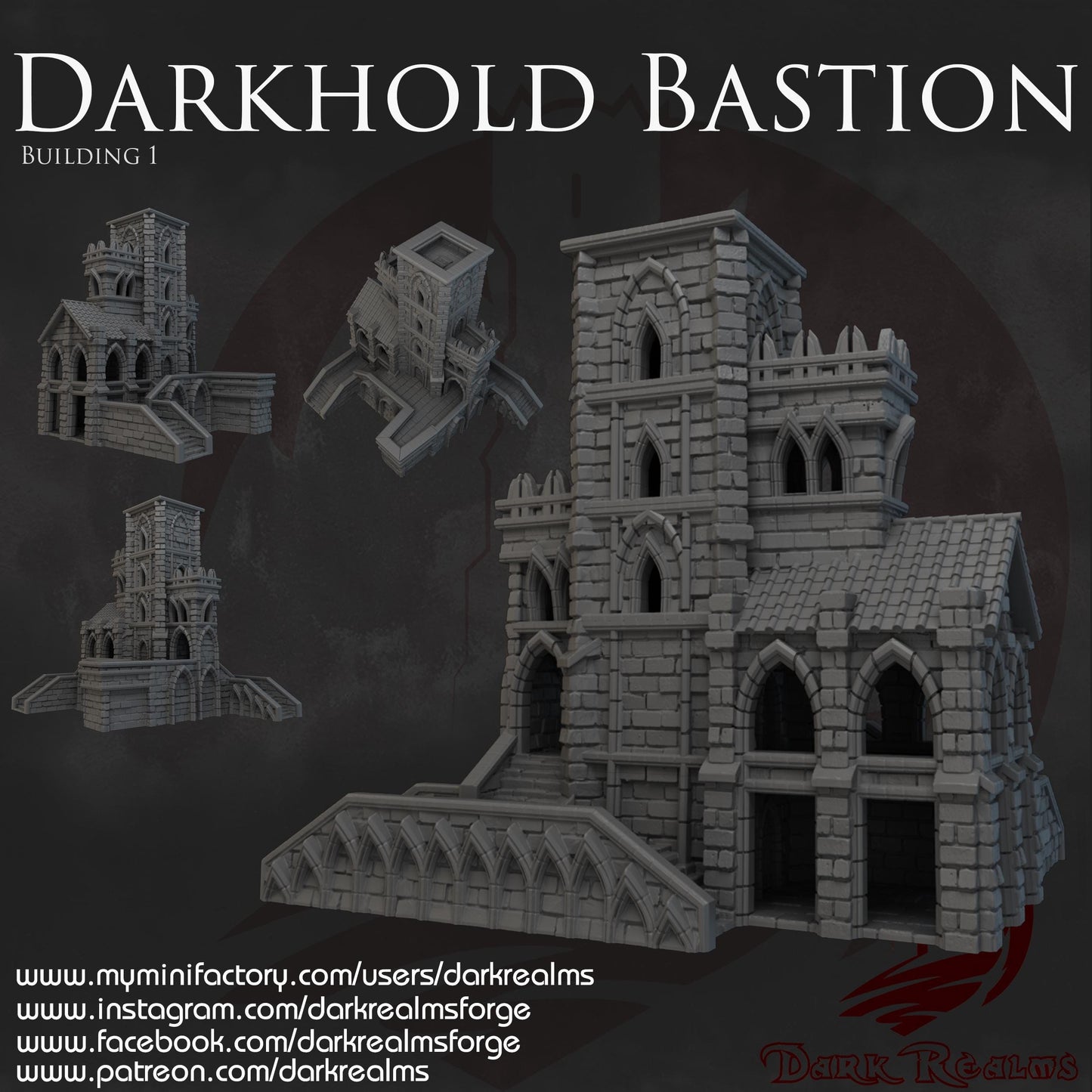 Darkhold Bastion: Gothic Fortress Tower 28MM Tabletop Terrain, Model Railroading, Gaming