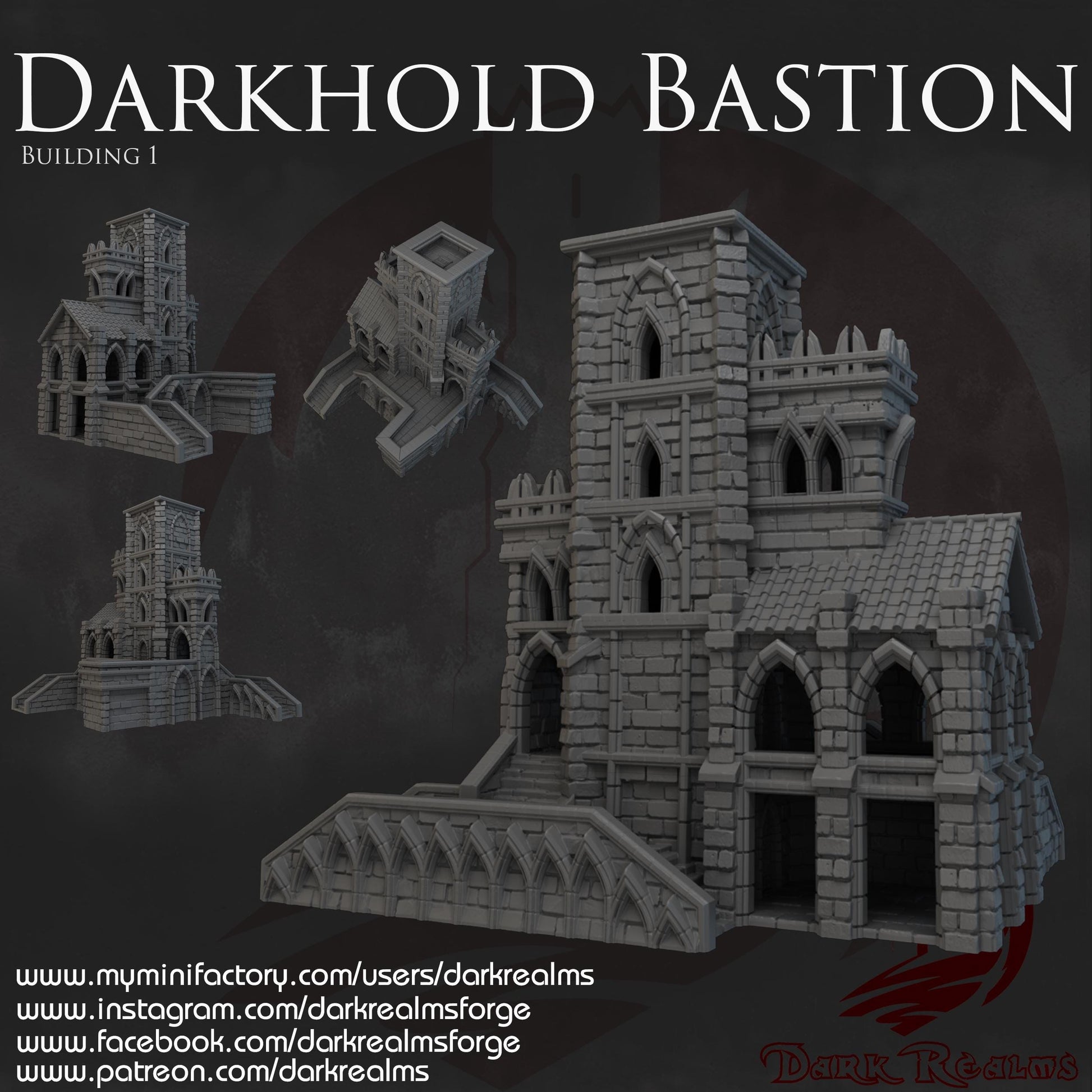 Darkhold Bastion: Gothic Fortress Tower 28MM Tabletop Terrain, Model Railroading, Gaming