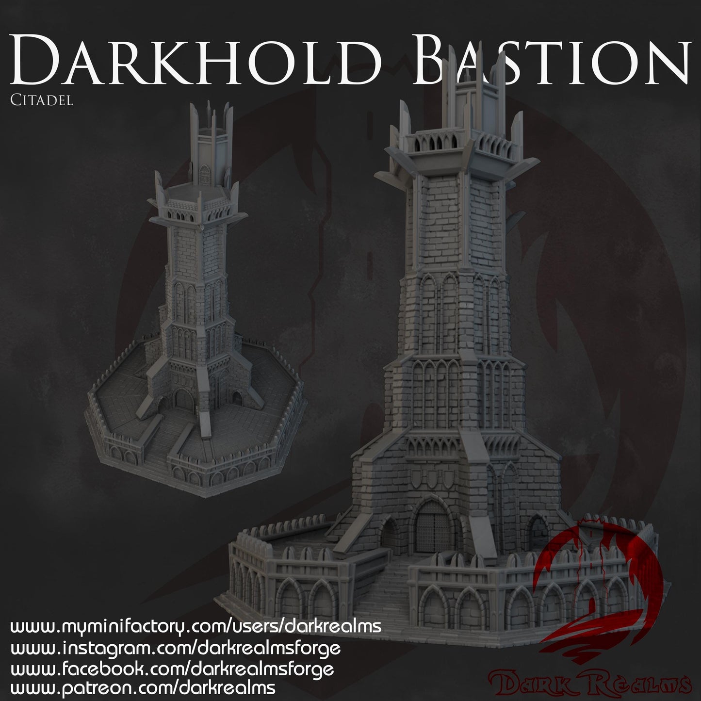 Darkhold Bastion Citadel: Gothic Mega Tower 28MM Tabletop Terrain, Model Railroading, Gaming