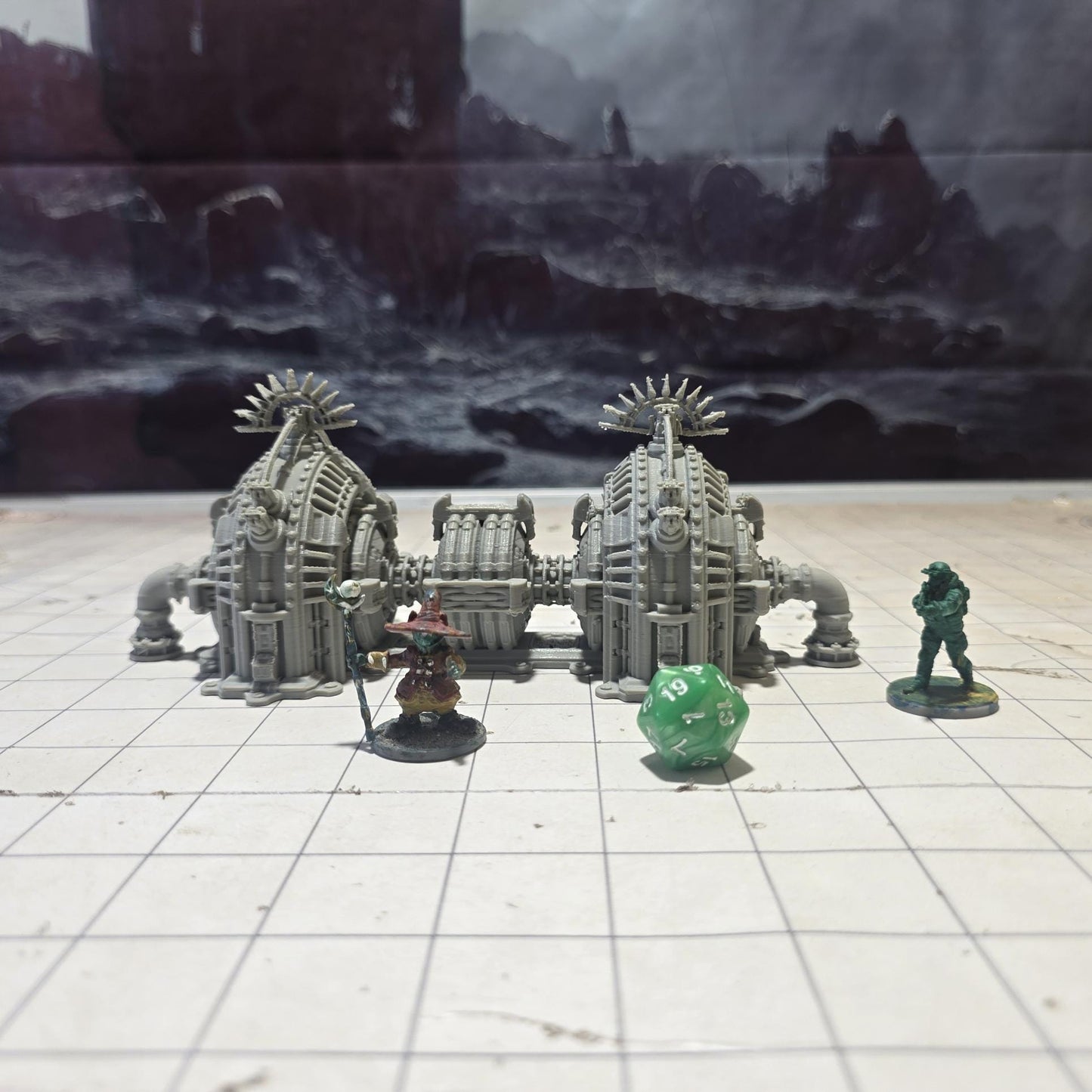 Massive power turbines pulse with purpose in a broken industrial hellscape. This grimdark generator stands at the center of war, mystery, or annihilation — what powers it… and what happens when it fails?