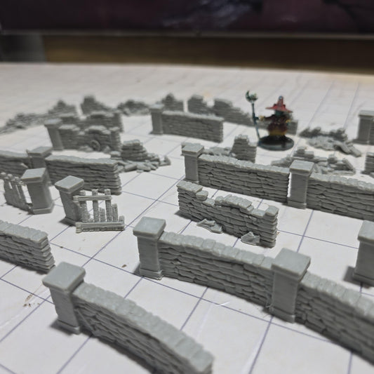 Stone Crumbled Walls: Versatile Barrier Set for D&D, Model Railroading, and Wargaming