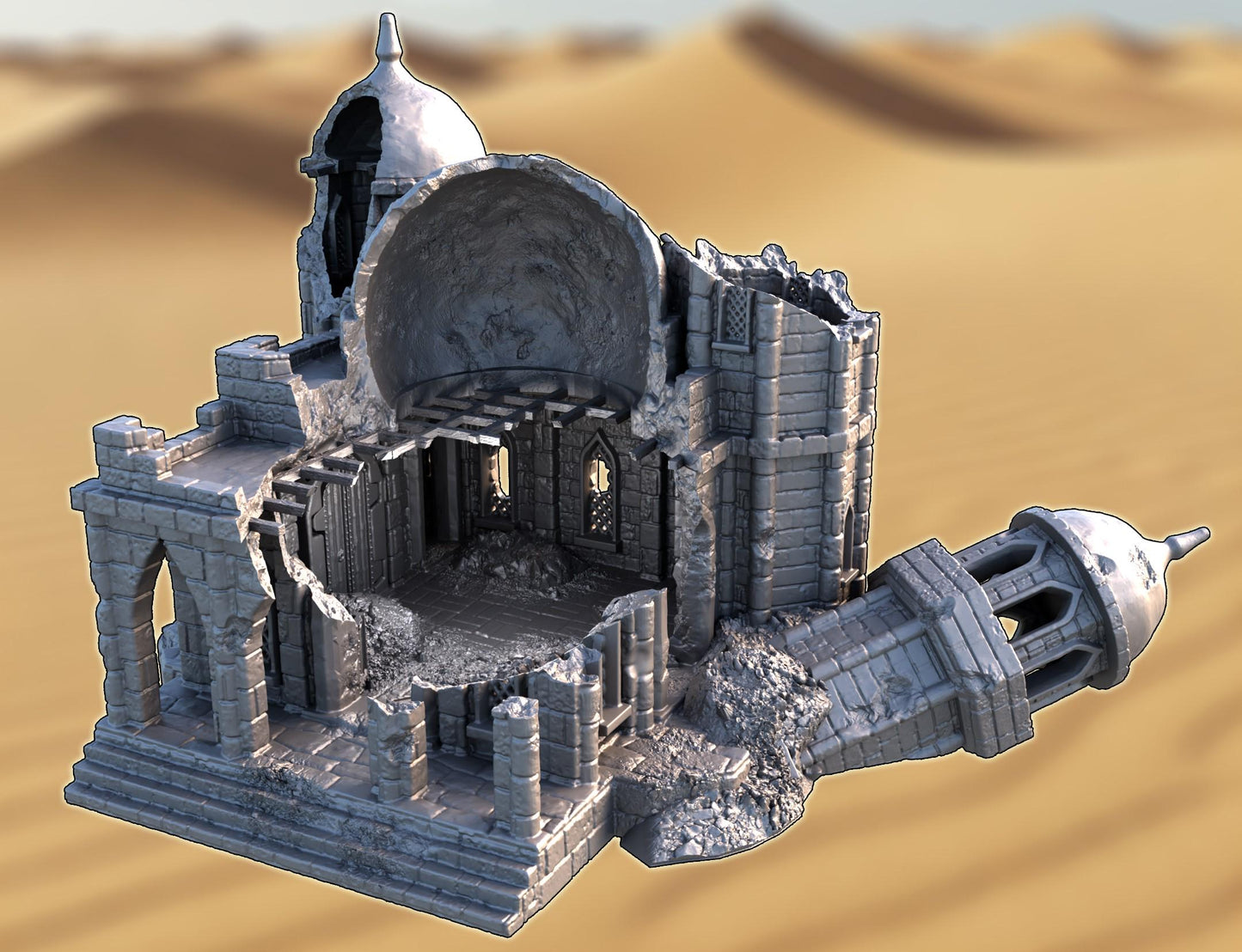Ruined Small Mosque: Middle Eastern Religious Ruin, Tabletop Terrain, Model Railroading, Gaming