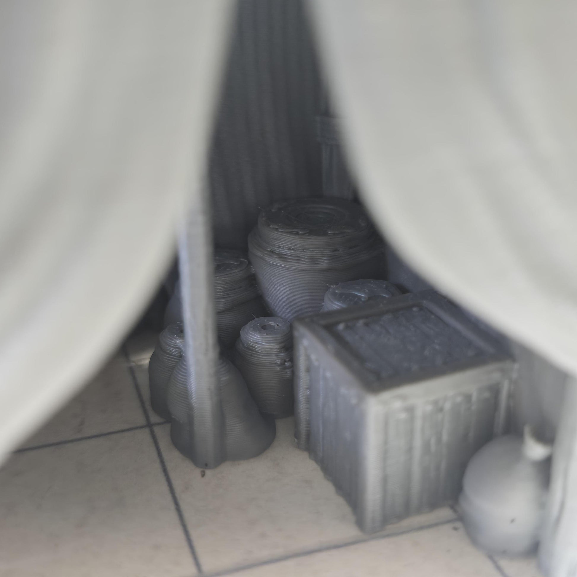 Covered Market Tent: Medieval Pottery Merchant's Setup - Tabletop RPG Scenery, Handcrafted Textile Detail