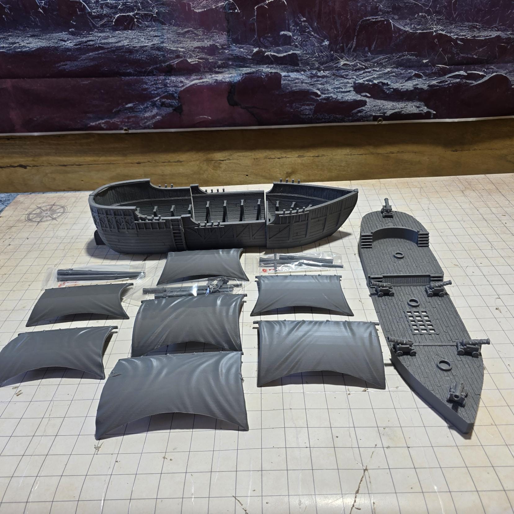 Ancrabourg Trade Ship, Three Masted Carrack, Pirate Ship, Galleon, Port Royal, Skirmish, D&D Terrain, Tabletop Terrain