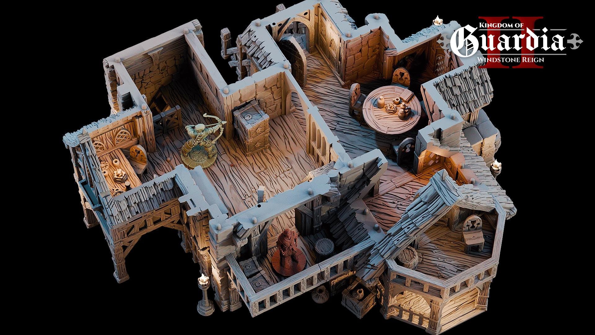 Timberstone Manor: Medieval Multi-Level Fantasy Building 28MM Tabletop Terrain, Model Railroading, Gaming