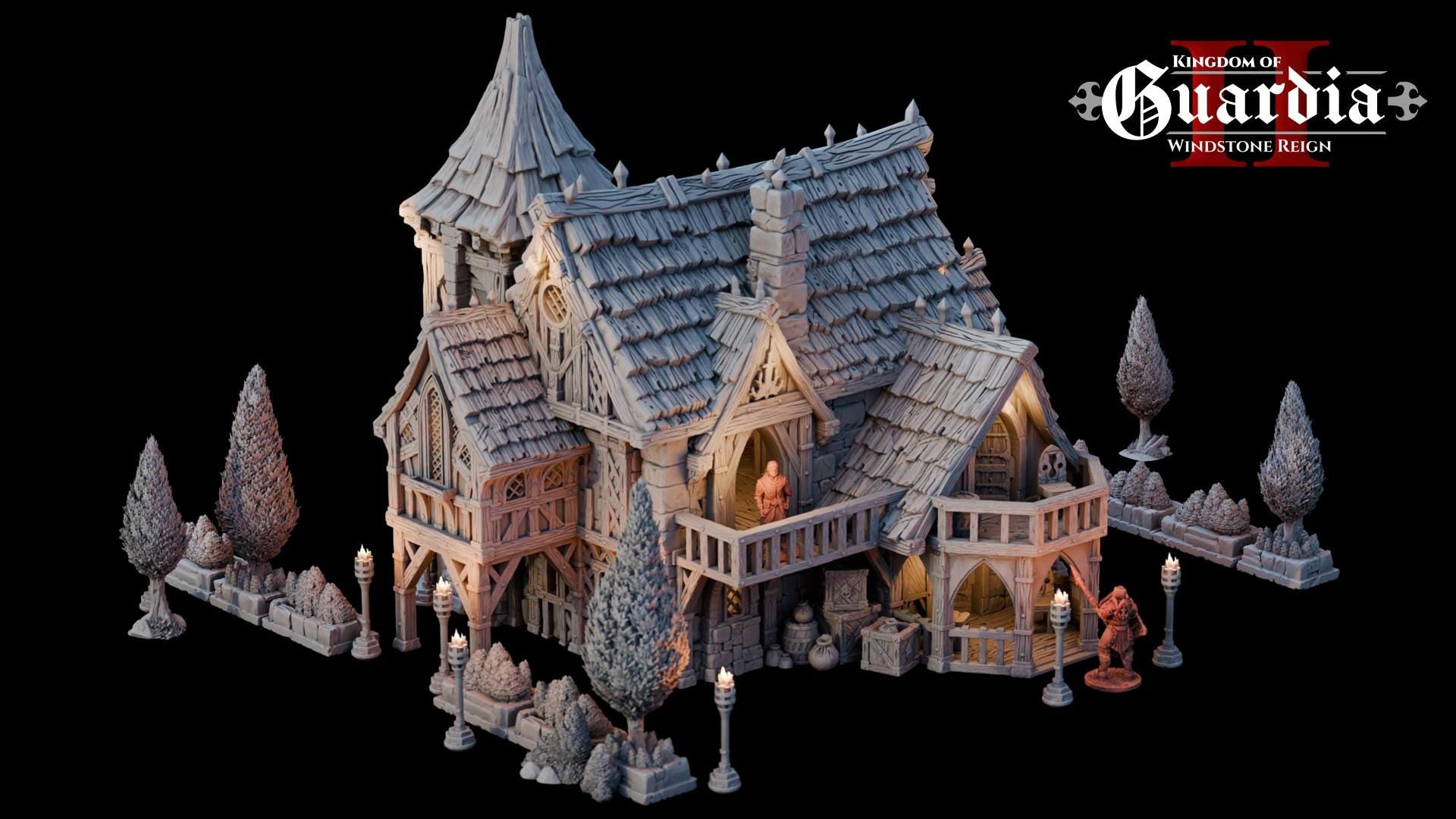 Timberstone Manor: Medieval Multi-Level Fantasy Building 28MM Tabletop Terrain, Model Railroading, Gaming