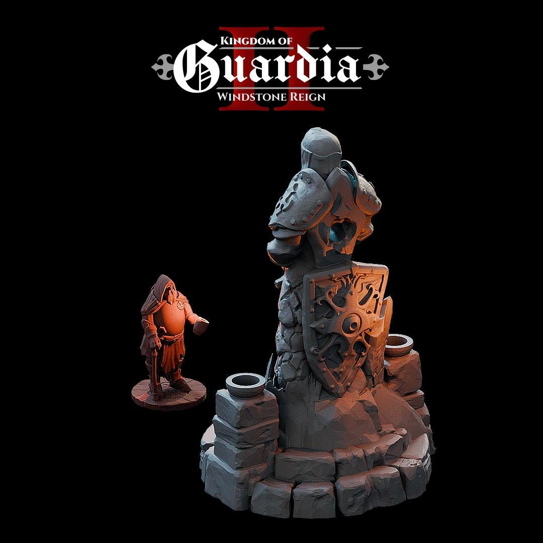 Oathguard Monument: Knight Statue with Stone Circle Base 28MM Tabletop Terrain, Model Railroading, Gaming