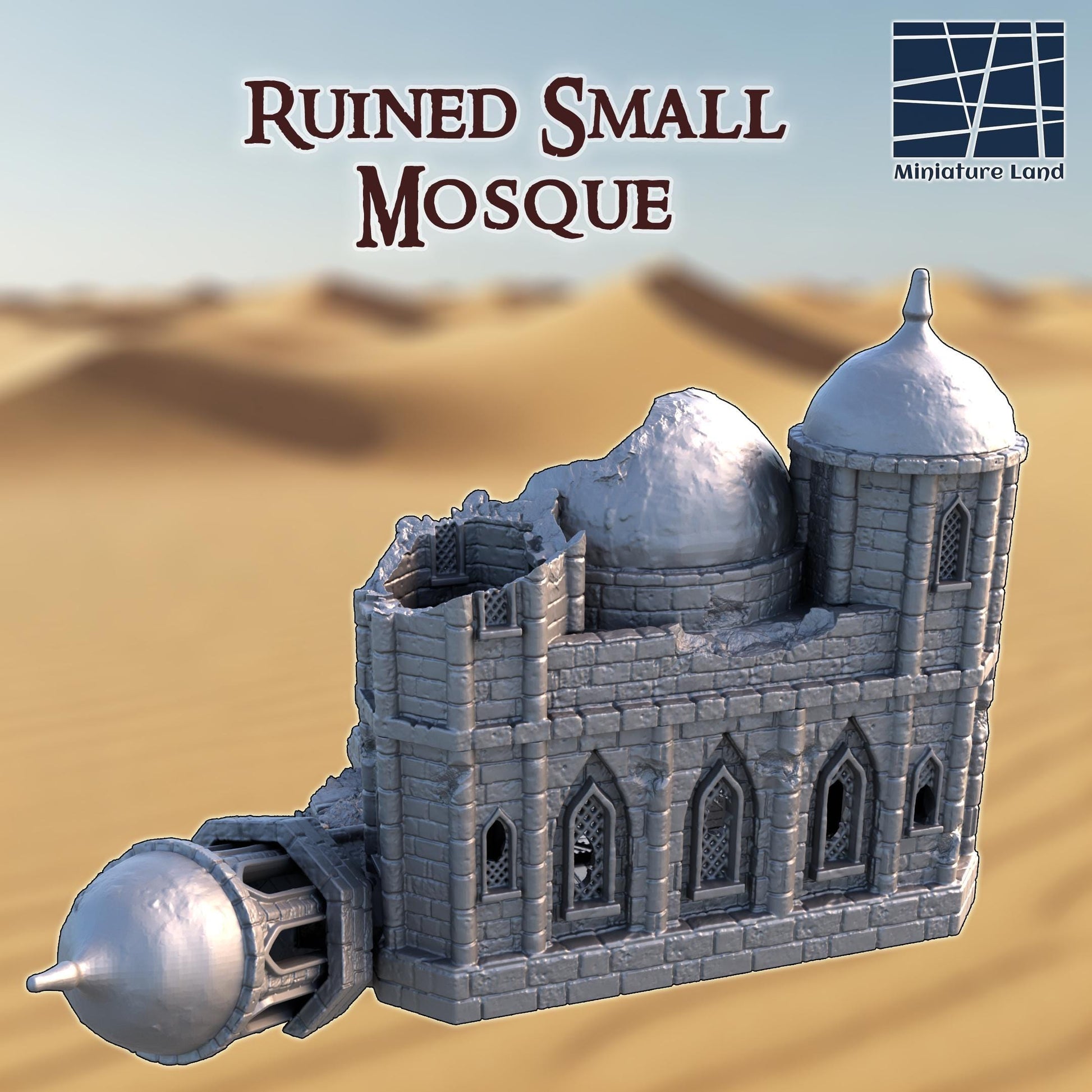 Ruined Small Mosque: Middle Eastern Religious Ruin, Tabletop Terrain, Model Railroading, Gaming