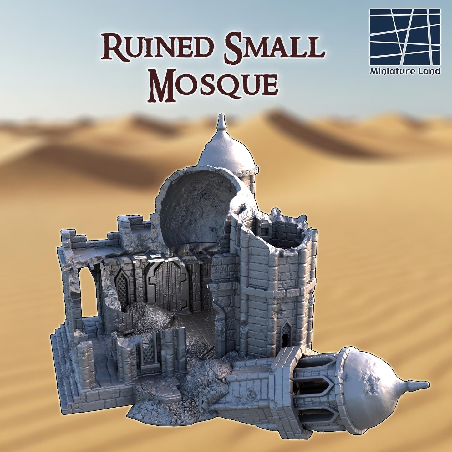 Ruined Small Mosque: Middle Eastern Religious Ruin, Tabletop Terrain, Model Railroading, Gaming