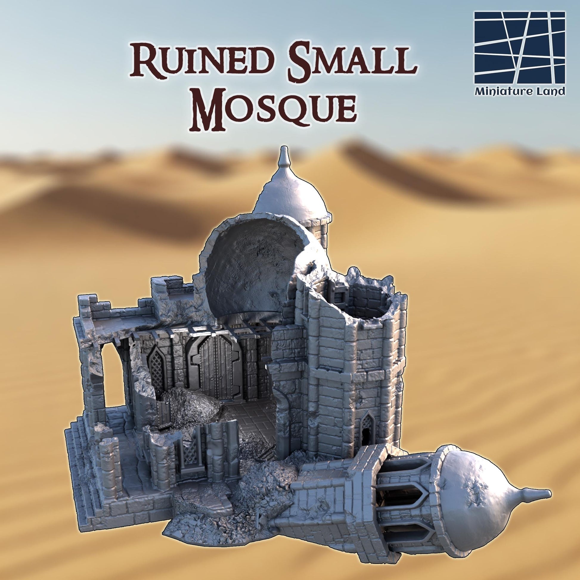 Ruined Small Mosque: Middle Eastern Religious Ruin, Tabletop Terrain, Model Railroading, Gaming