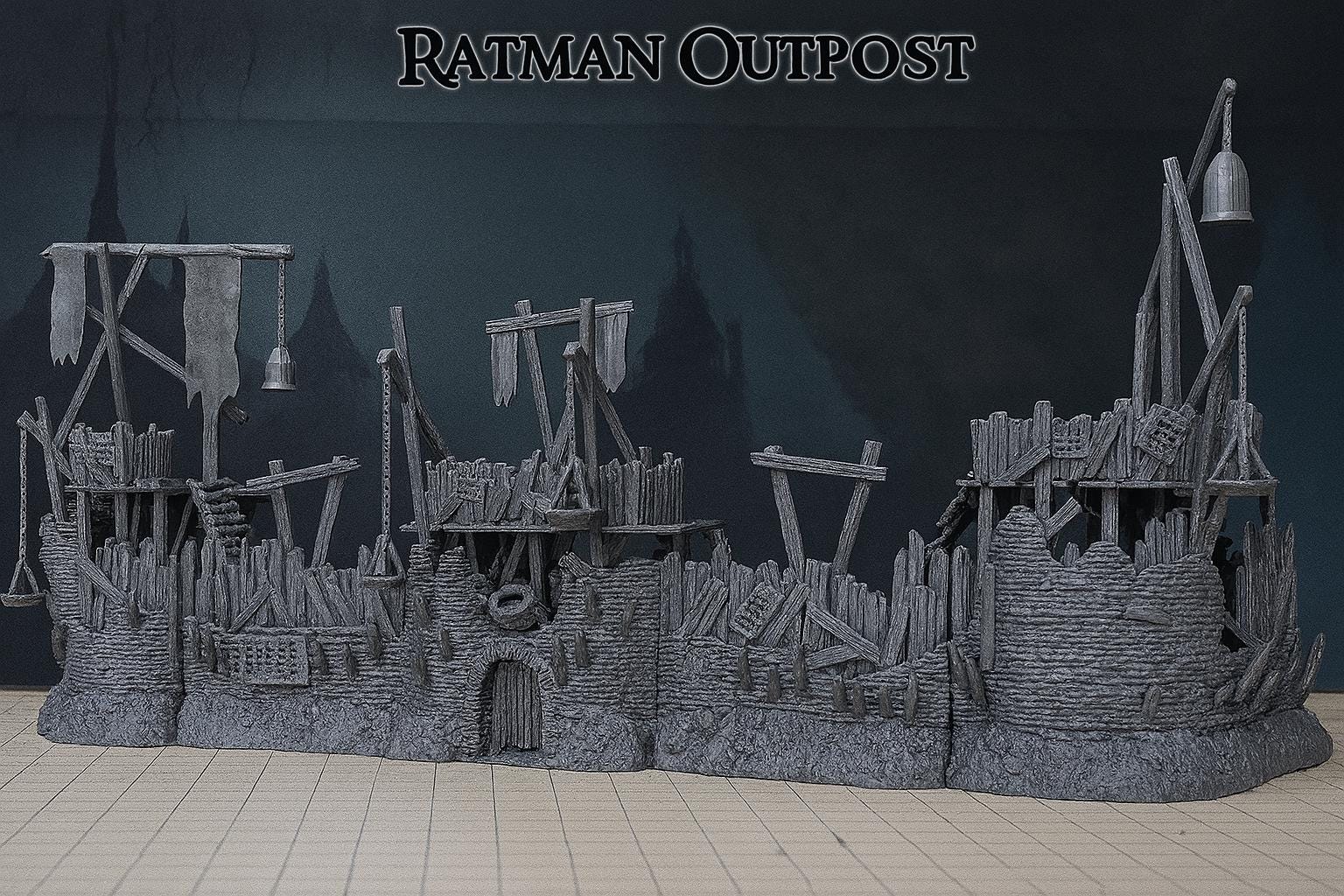 &quot;Ramshackle walls, foul banners, and a bell to sound the alarm — welcome to the Ratman Outpost.&quot;

&quot;A festering fortification — perfect for ambushes, raids, and last stands underground.&quot;

&quot;The enemy doesn’t build — they infest. Make this plague-ridden stronghold your next battlefield.&quot;
