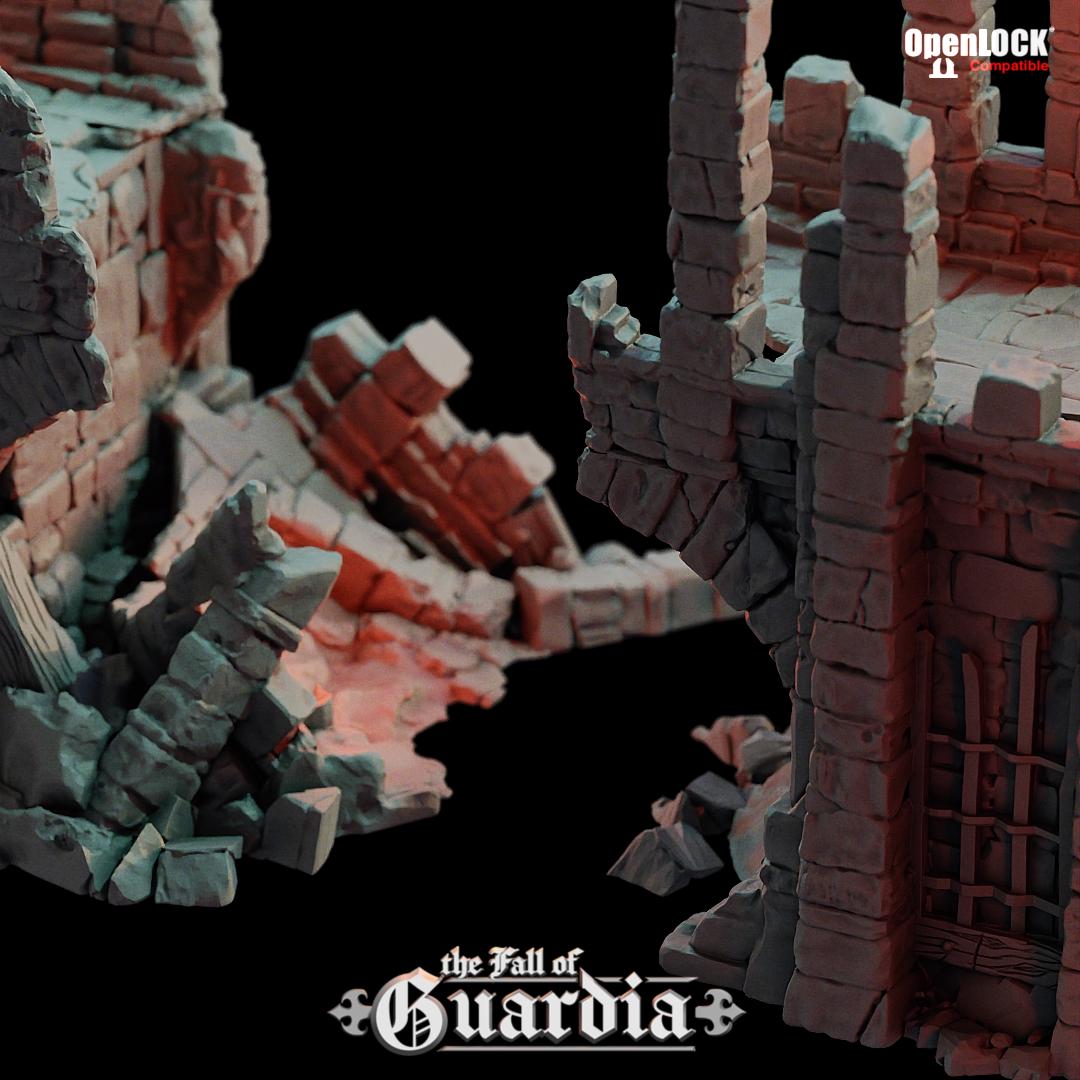 Ruined Castle Bridge: Medieval Bridge Ruin 28MM Tabletop Terrain, Model Railroading, Gaming