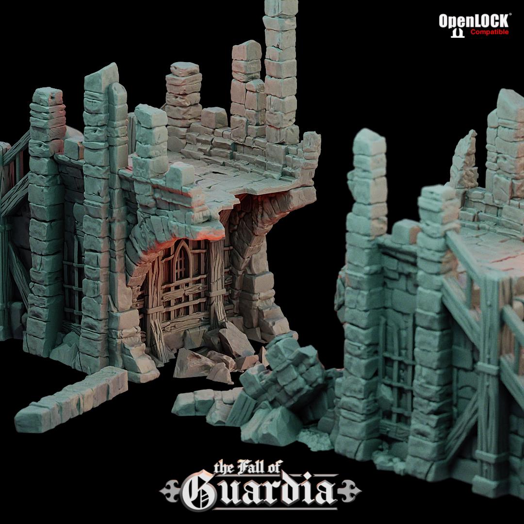 Ruined Castle Bridge: Medieval Bridge Ruin 28MM Tabletop Terrain, Model Railroading, Gaming