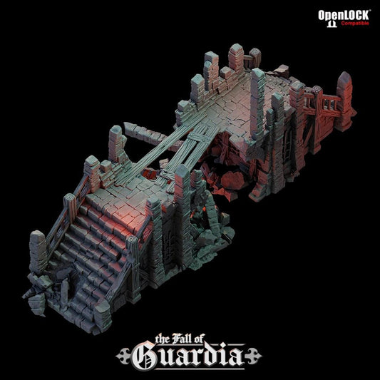 Ruined Castle Bridge: Medieval Bridge Ruin 28MM Tabletop Terrain, Model Railroading, Gaming