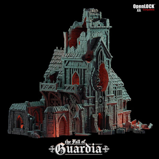 Ruined Clock Tower - Fall of Guardia: 28MM Tabletop Terrain, Model Railroading, Gaming
