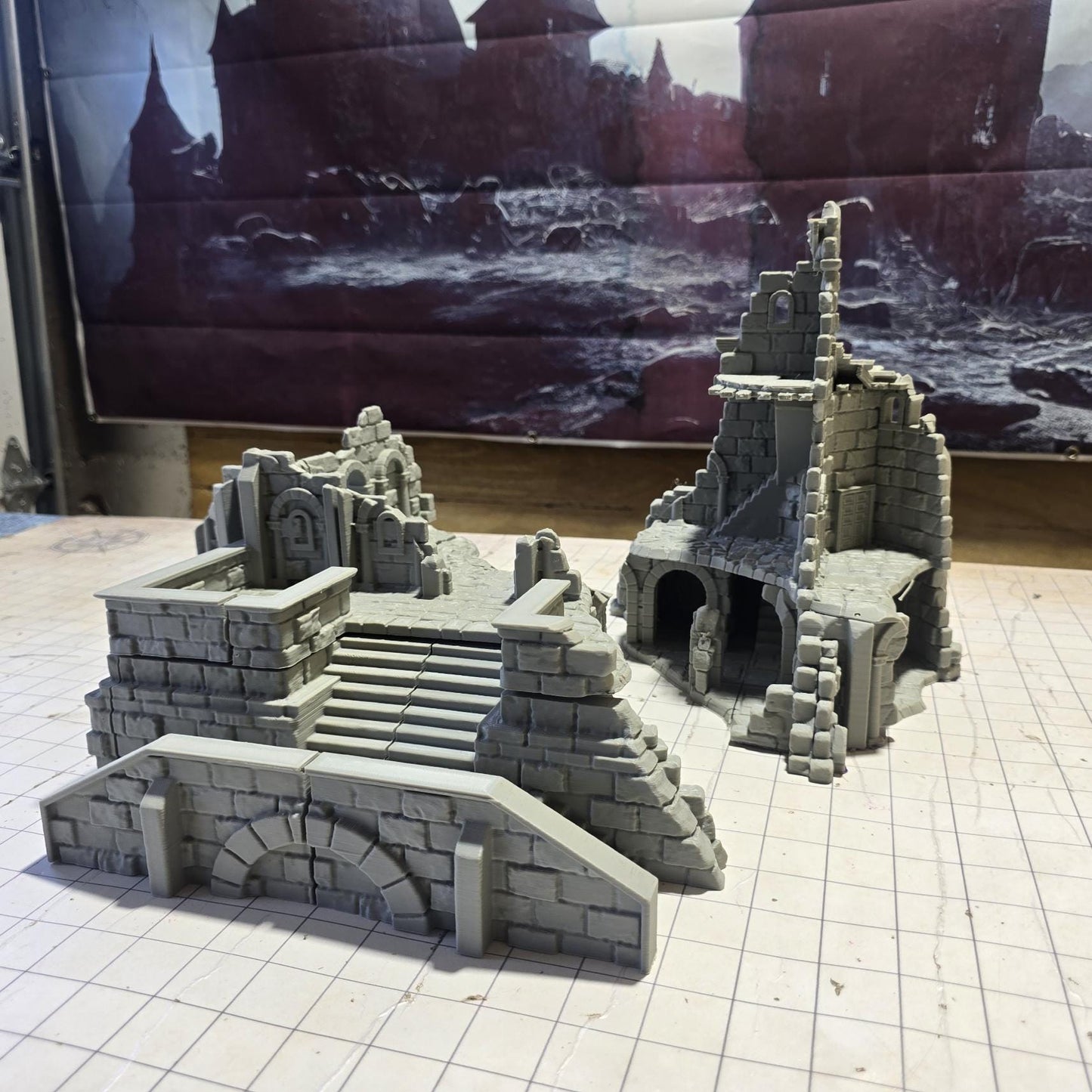 Arkenfel Barracks Ruin Large Terrain - 28mm Terrain - Dark Realms -Ruin - - Dungeons & Dragons - terrain - Ruin Terrain
