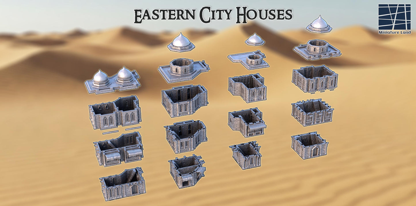 Eastern City Houses: Middle Eastern Buildings 28MM Tabletop Terrain, Model Railroading, Gaming