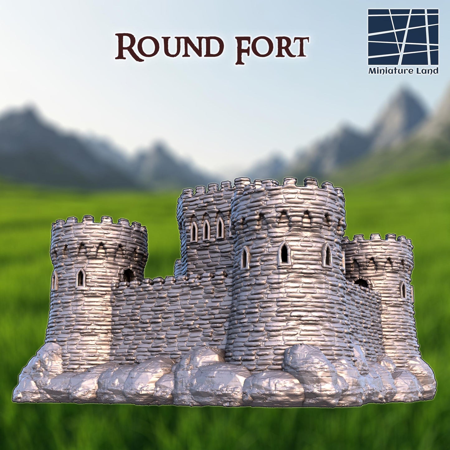 Round Fort: Medieval Castle Stronghold 28MM Tabletop Terrain, Model Railroading, Gaming