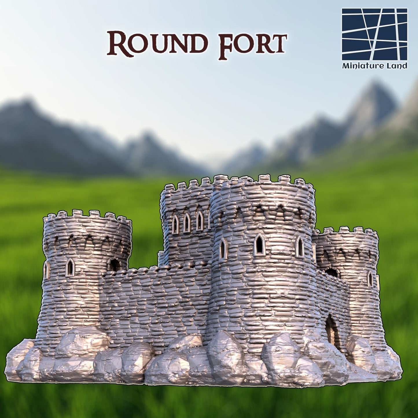 Round Fort: Medieval Castle Stronghold 28MM Tabletop Terrain, Model Railroading, Gaming