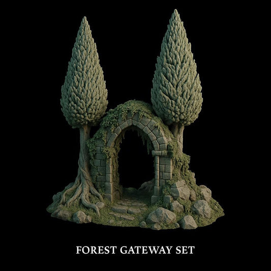 Forest Gateway Set: Fantasy Ruined Archway 28MM Tabletop Terrain, Model Railroading, Gaming
