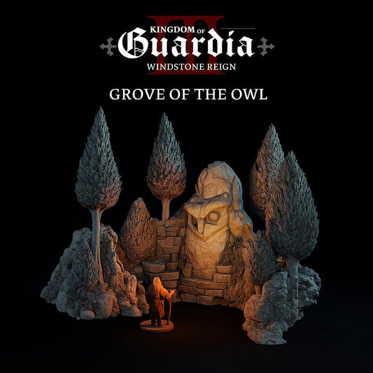 Grove of the Owl: Stone-Eye Glade Terrain Set 28MM Tabletop Terrain, Model Railroading, Gaming