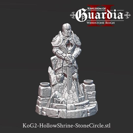 Oathguard Monument: Knight Statue with Stone Circle Base 28MM Tabletop Terrain, Model Railroading, Gaming