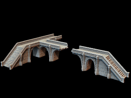 Leichheim Elevated Bridge System: Medieval Stone Arch Bridge Standard Tabletop Terrain, Gaming
