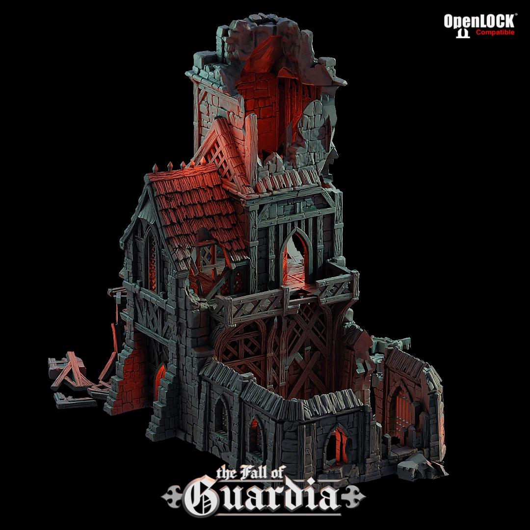 Ruined Clock Tower - Fall of Guardia: 28MM Tabletop Terrain, Model Railroading, Gaming