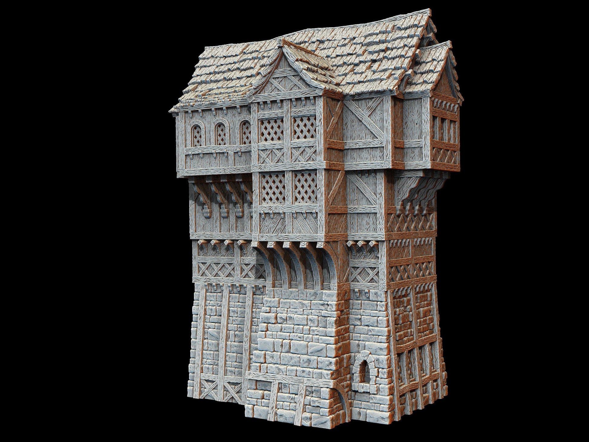 Great Commoners House: Medieval Timber-Framed Building Standard Tabletop Terrain, Gaming