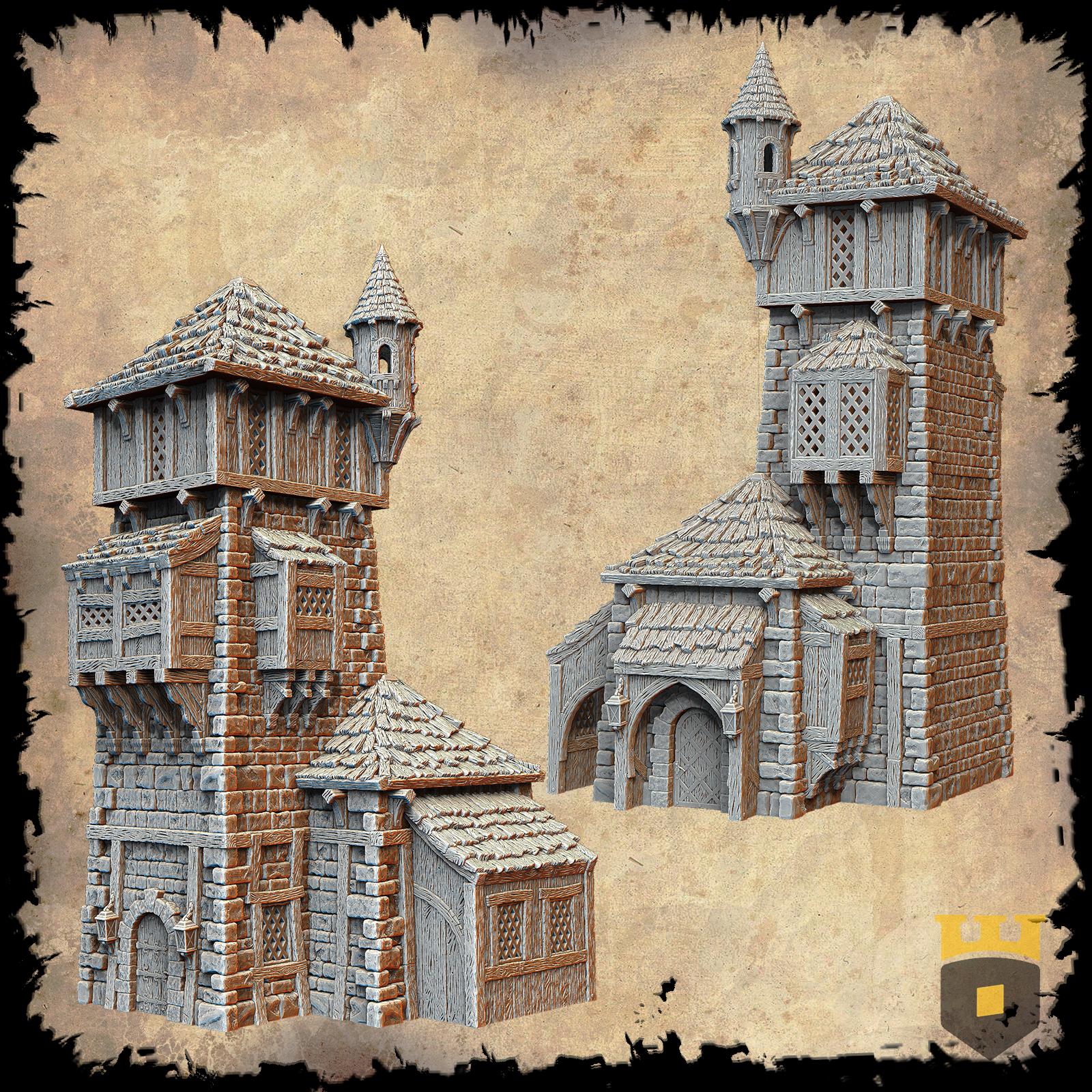 Leicheim Watchtower: Medieval Guard Tower 28MM Tabletop Terrain, Model Railroading, Gaming