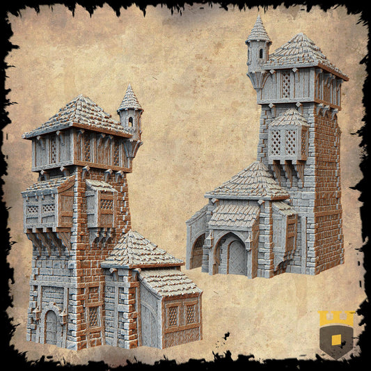 Leicheim Watchtower: Medieval Guard Tower 28MM Tabletop Terrain, Model Railroading, Gaming