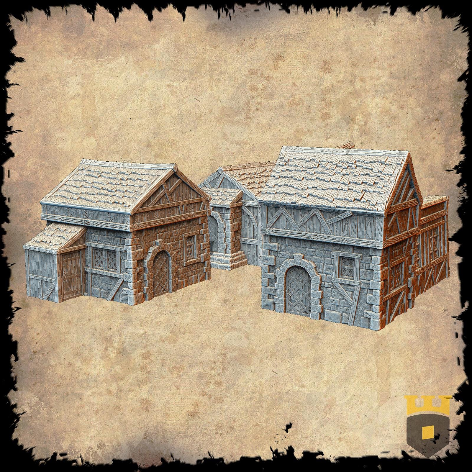 Leichheim Slum 2: Medieval Timber-Framed Storehouse Terrain Standard Tabletop Terrain, Gaming