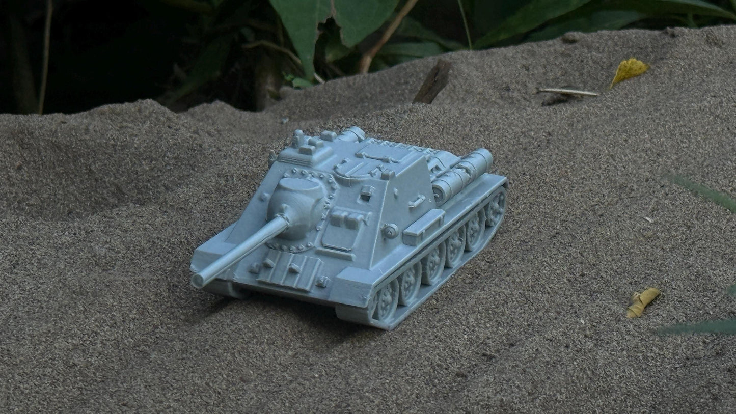 SU-85 Assault Gun: WWII Soviet Tank Destroyer 28MM Tabletop Terrain, Model Railroading, Gaming
