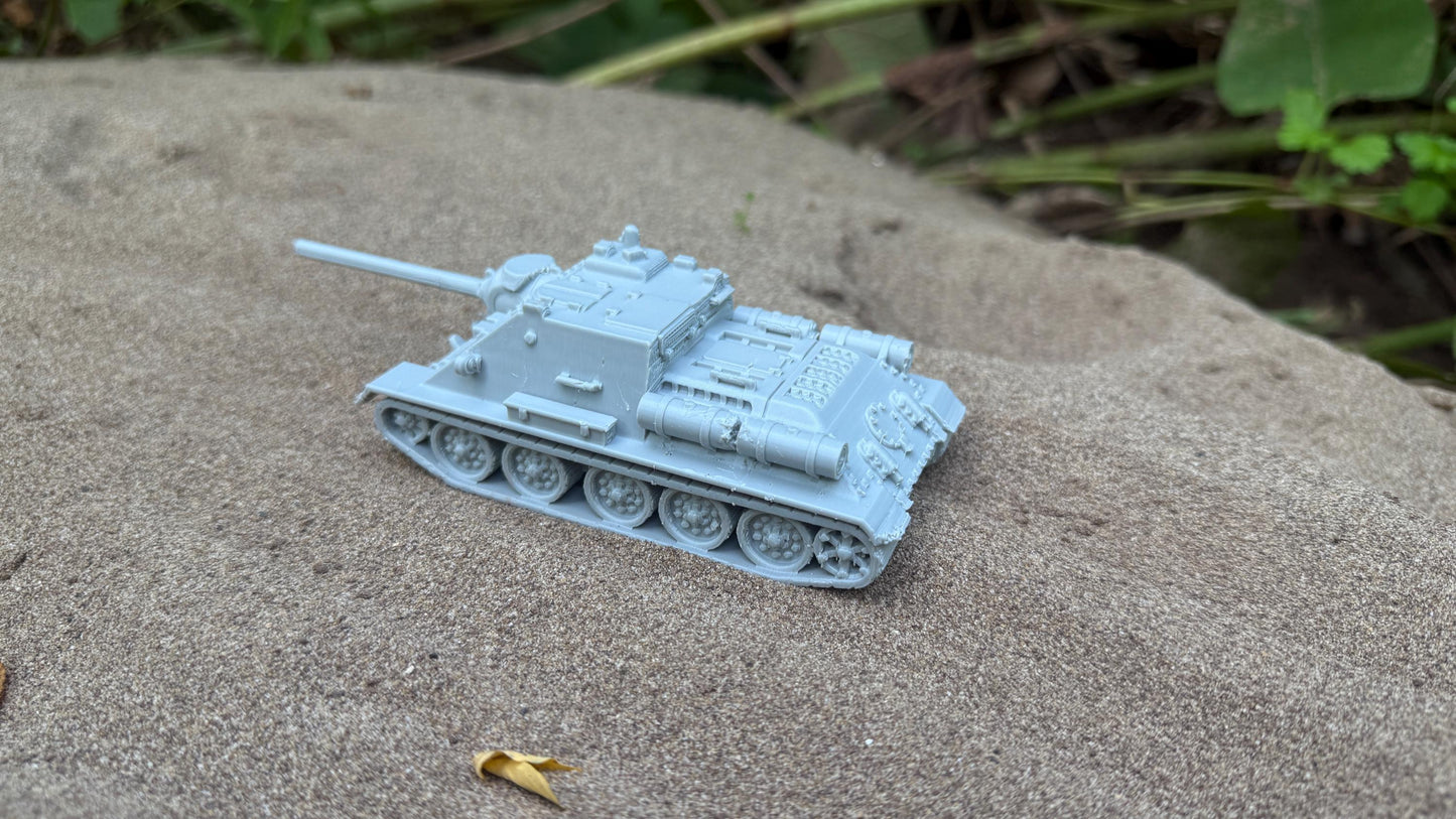 SU-85 Assault Gun: WWII Soviet Tank Destroyer 28MM Tabletop Terrain, Model Railroading, Gaming