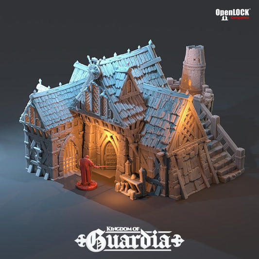 Blacksmith Lodge: Medieval Forge & Workshop 28MM Tabletop Terrain, Model Railroading, Gaming