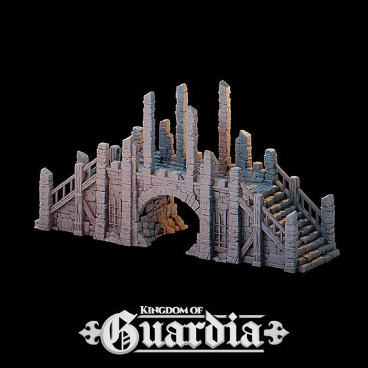 Kingdom of Guardia Bridge: Medieval Fantasy Stone Bridge Terrain Standard Tabletop Terrain, Gaming