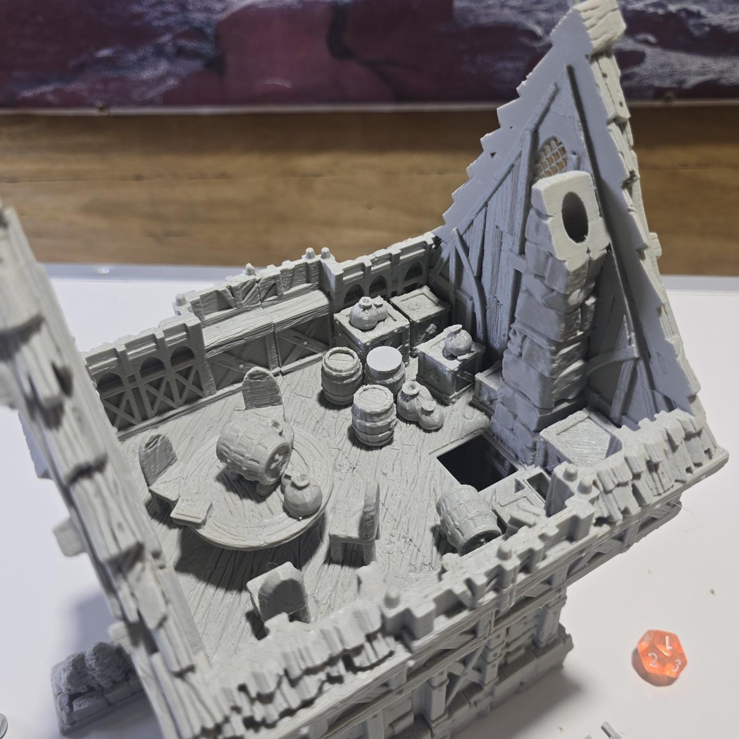 Guardia’s Guildhall: Medieval Fantasy Guild House 28MM Tabletop Terrain, Model Railroading, Gaming