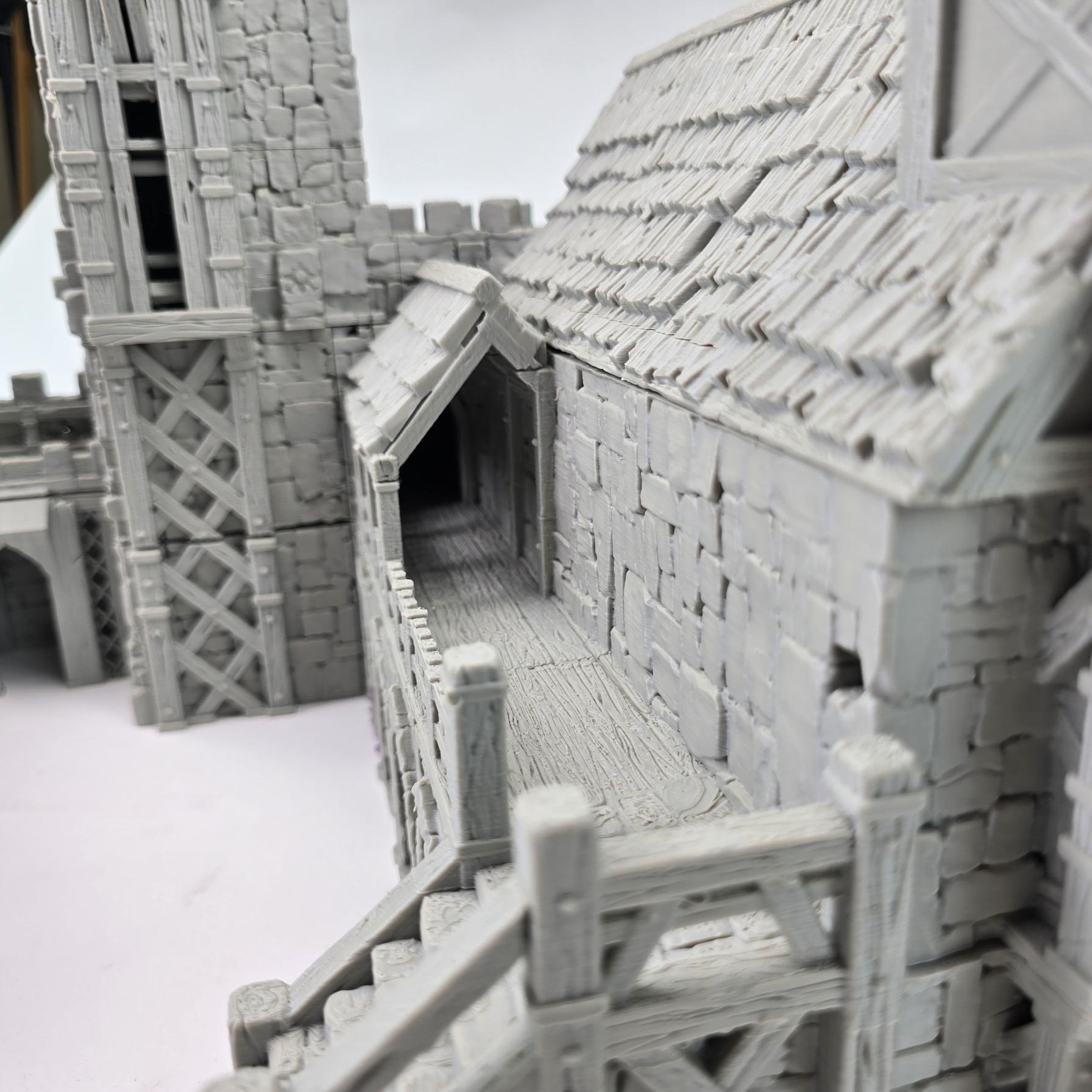 Barracks & Bell Tower: Fortress Garrison Complex 28MM Tabletop Terrain, Guardia Inner Bailey