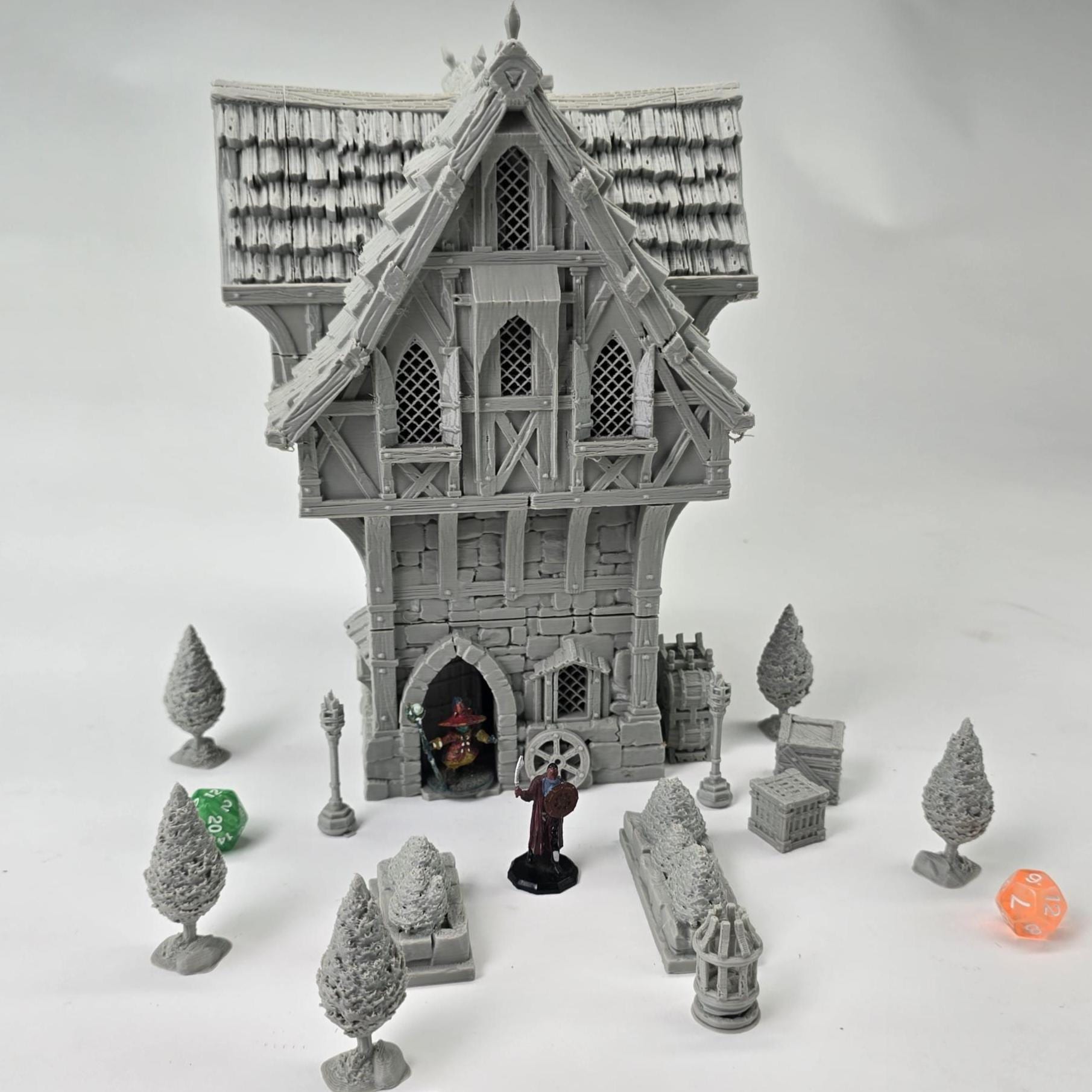Guardia’s Guildhall: Medieval Fantasy Guild House 28MM Tabletop Terrain, Model Railroading, Gaming