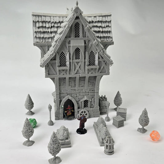 Guardia’s Guildhall: Medieval Fantasy Guild House 28MM Tabletop Terrain, Model Railroading, Gaming