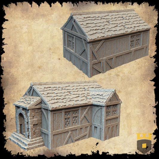 Leichheim Slum 1: Medieval Timber-Framed House Terrain Standard Tabletop Terrain, Gaming