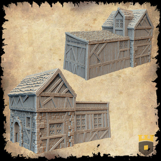 Leichheim Slum 2: Medieval Timber-Framed Storehouse Terrain Standard Tabletop Terrain, Gaming