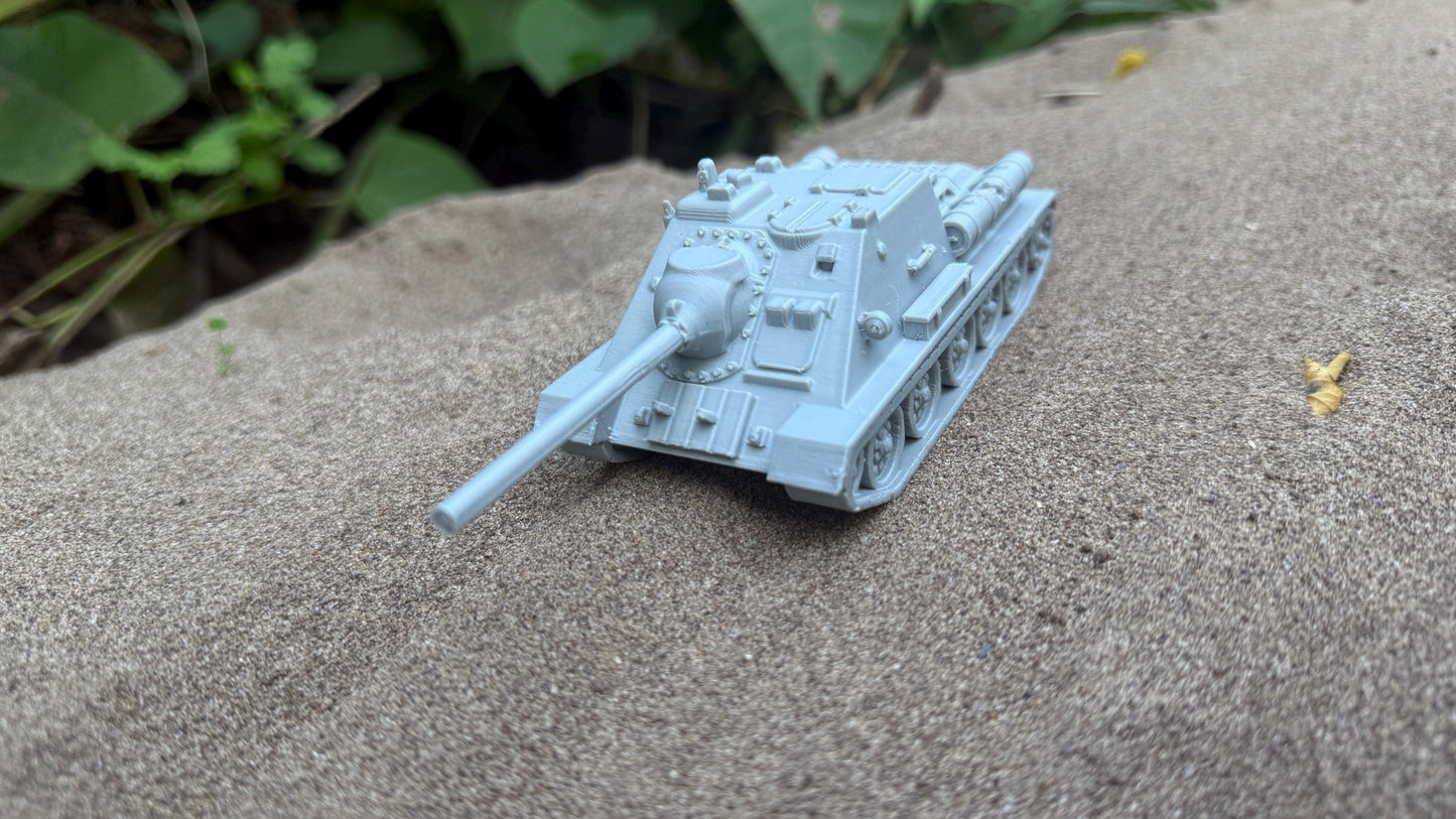 SU-85 Assault Gun: WWII Soviet Tank Destroyer 28MM Tabletop Terrain, Model Railroading, Gaming