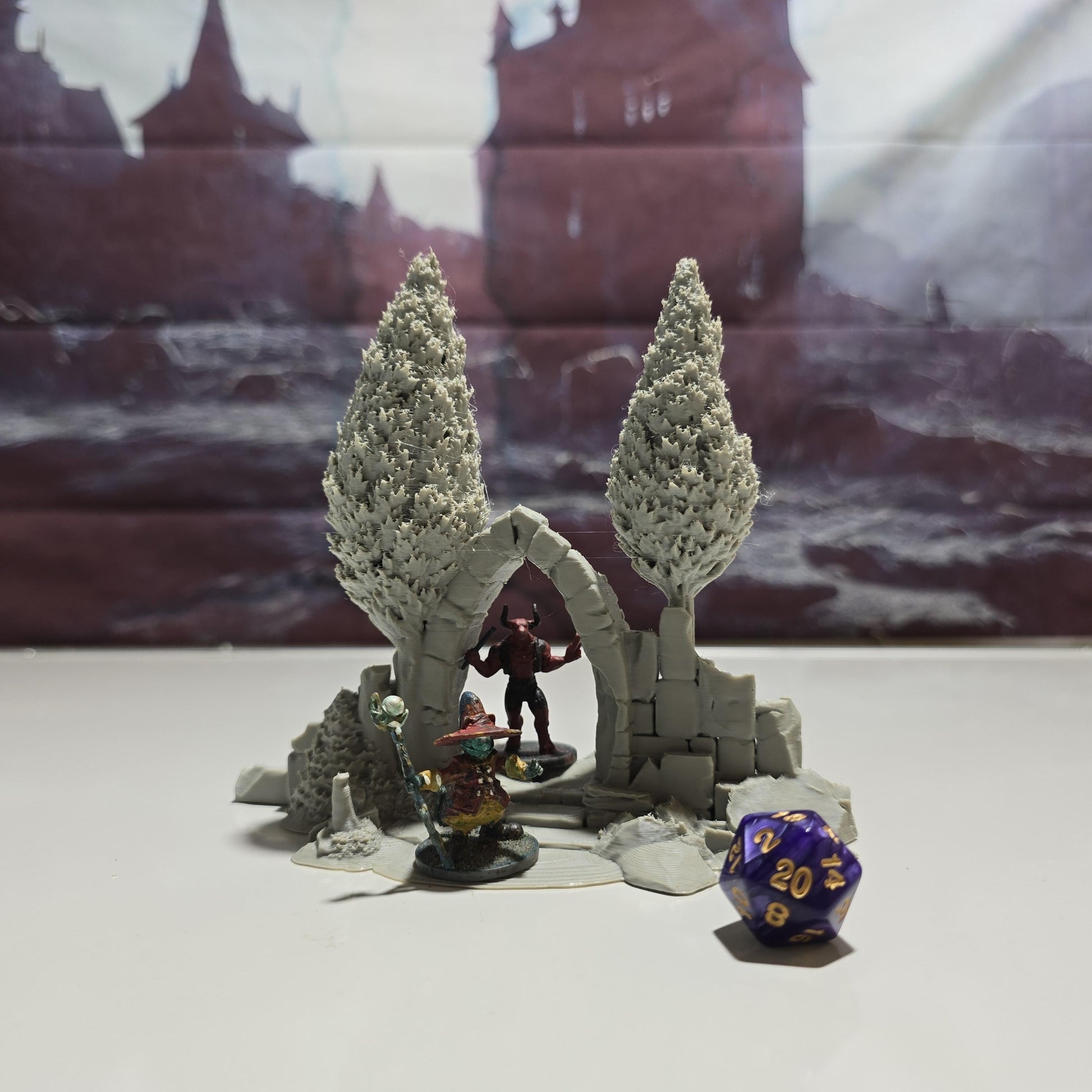 Forest Gateway Set: Fantasy Ruined Archway 28MM Tabletop Terrain, Model Railroading, Gaming